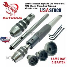 Lathe Tailstock Tap And Die Holder Set Mt2 Shank Threading Tapping Kit 8 Pcs