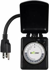 Bn-link Outdoor Mechanical Plug In Outlet Timer -heavy Duty 24 Hr Dual Outlet