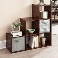 Cherry Wooden 6 Cube Bookcase Storage Organizer 3-2-1 Shelving Bookshelf Decor