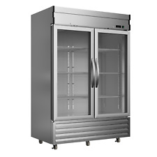 New Commercial Reach In Refrigerator 2 Glass Door Stainless Steel Merchandiser