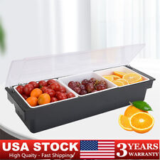 3 Tray Condiment Dispenser Compartment Chilled Server Bar Fruit Caddy Food Box