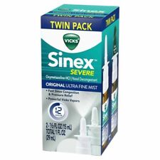 Twin Pack Vicks Sinex Severe Nasal Decongestant Mist Exp 12025 Total 1 Fl Oz