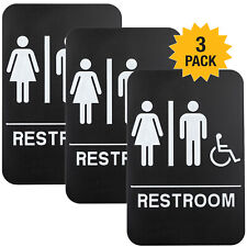Plastic Restroom Sign Easy To Mount With Braille Ada Compliant Pack Of 3