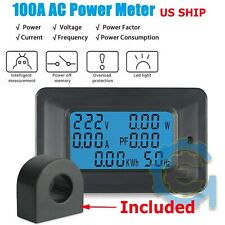 100a Ac Digital Power Kwh Watt Meter Volt Amp Voltmeter Ammeter Open Close Ct