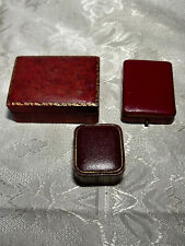Vintage Lot Of Three Old Jewel Cases -leather 3 X 2 -ring Box And Pendant Box