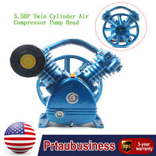 5hp V Style 2-cylinder Air Compressor Pump Motor Head Double Stage 175psi