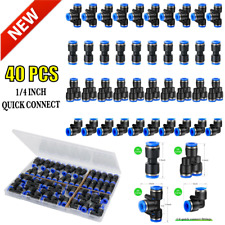 14 Inch Od Push To Connect Fittings Kit Air Line Pneumatic Quick Release 40 Pcs