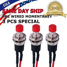 3 Pack Mini Push Button Pre-wired Momentary No Off-on Switch Plug 12v 5amp Spst