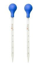 10ml Glass Graduated Pipettes Lab Dropper With Blue Rubber Cap And Scale2 Pack