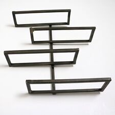 Industrial Brutalist Iron Wall Mount Rack 4 Open Shelves Bronze Tone Multi Use