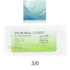 30 Dental Practise Surgical Sutures Reverse Cutting Sterile Nylon Monofilament