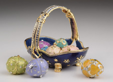 Keren Kopal Basket Carrying Eggs Trinket Box Decorated With Austrian Crystals
