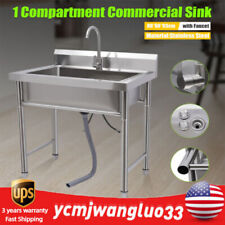 Commercial Utility Prep Sink Stainless Steel 1 Compartment Sink With Faucet
