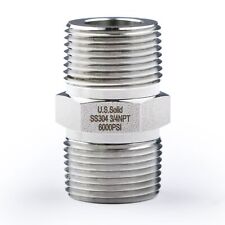 U.s. Solid 304 Stainless Steel Fitting Hex Nipple Npt 34 Male X 34 Male