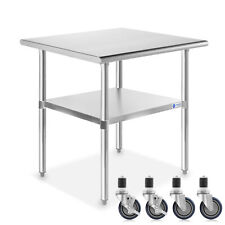 Open Box - Stainless Steel 24 X 30 Nsf Commercial Kitchen Prep Table W Casters