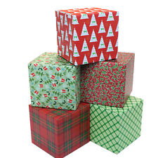 Holiday Gift Shipping Boxes Pack Of 5 - Assorted Patterns - 6x6x6 