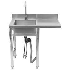 Commercial Kitchen Sink Prep Table With Faucet 304 Stainless Steel 1 Compartment