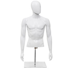 Male Mannequin Human Plastic Half Body Head Turn Dress Form Display Wbase