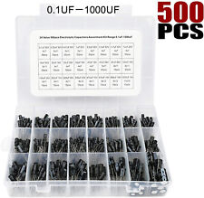 500pcs 24 Value Electrolytic Capacitors Assortment Kit Range 0.1uf1000uf