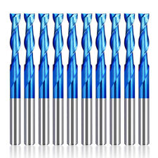 10pcs Carbide Upcut Spiral End Mill 2 Flute 18 Shank Cnc Router Bit For Wood