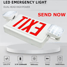 Led Double Head Lamp Universal Exit Sign Combo Unit With Nicad Battery 120-277v