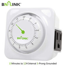 Bn-link 12hour Mechanical Countdown Grounded Timer 3 Prong Outlet Repeatable