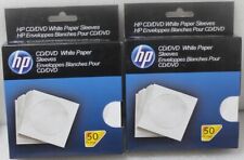 100 Hp Cd Dvd White Paper Sleeves Disc Storage Protectors Wclear Window Flap