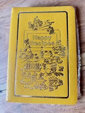 Unused Vintage 70s Happy Recipes 3-ring Binder Card Holders Mustard Yellow Gold