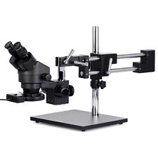 Amscope 3.5x-90x Stereo Binocular Microscope Boom Stand Fluor Light Multi-use