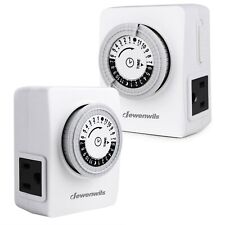 Dewenwils Indoor Outlet Timer Plug In Light Timer 24-hour Timer Switch 2 Pack