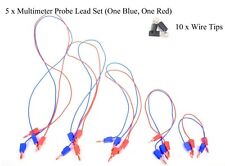 Multimeter Test Lead Probe Wire Cable Sets And Tips 5 Sets 10 Black Tips