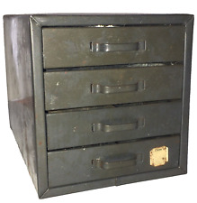 Vintage Gray File A Way 4 Drawer Metal Industrial Parts Organizer Bin