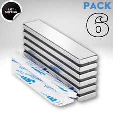 Strong Magnet Strips Heavy Duty - Rare Earth Magnets With Adhesive - Pack Of 6