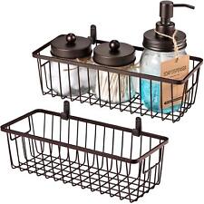 Farmhouse Metal Wire Bin Basket With Wall Mount Small 2 Pack Portable Hanging