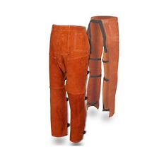 Qeelink Welding Pants - Heat Flame Resistant Split Leather Safety Leg Prote...