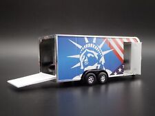 Usa Flag Enclosed Toy Car Hauler Trailer W Opening Door 164 Scale Diorama Model