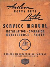 Axelson 16 Lathe Operation Service And Part Manual 65 Pages