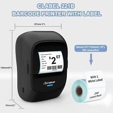 Clabel Label Maker Tape 221b Bluetooth Portable Printer 2 Barcode Wireless Blac