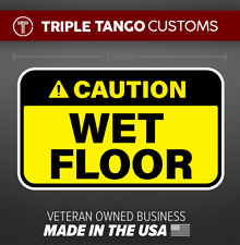 Yellow Caution Wet Floor Sign Visible Sticker Vinyl Decal