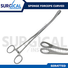 Sponge Forceps Serrated 9.5 Curved Surgical Obgyn Instruments German Grade
