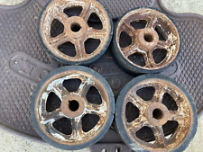 4 Vtg Industrial Cart Steampunk Cast Iron 9 14 Hit Miss Gas Engine Wheels