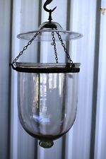 Antique Colonial Bell Jar Glass Lantern Belgian Lamps Pendent Light Ceiling F83