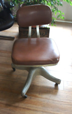 Vintage Mid Century Shaw Walker Industrial Swivel Rolling Office Brown Chair