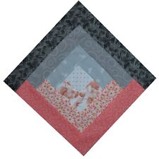 Quilt Blocks-log Cabin - Corals And Grays 11 12 Sq. Made In Usa 0403e