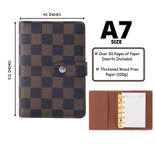  Luxury Checkered Agenda Binder Planner Journal Notepad Gift A7 Brown Gold