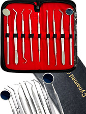 German Dental Scaler Pick Stainless Steel Tools With Inspection Mirror Set 9 Pcs