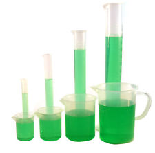 Polypropylene Plastic Measuring Set 3 Beakers 4 Graduated Cylinders 1 Pitcher