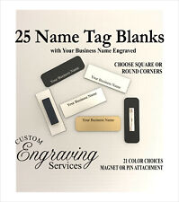 25 Name Tag Badge Business Name Engraved. 1x3 Wpin Or Magnet. 21 Colors.
