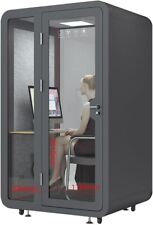 Solo Office Sound Booth Pod Audio Privacy Mobile Roller With Desk Led Light