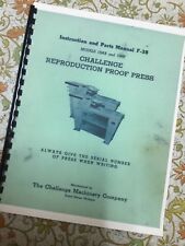Challenge Reproduction Proof Press Models 15ma 15mp Instruction Parts Manual